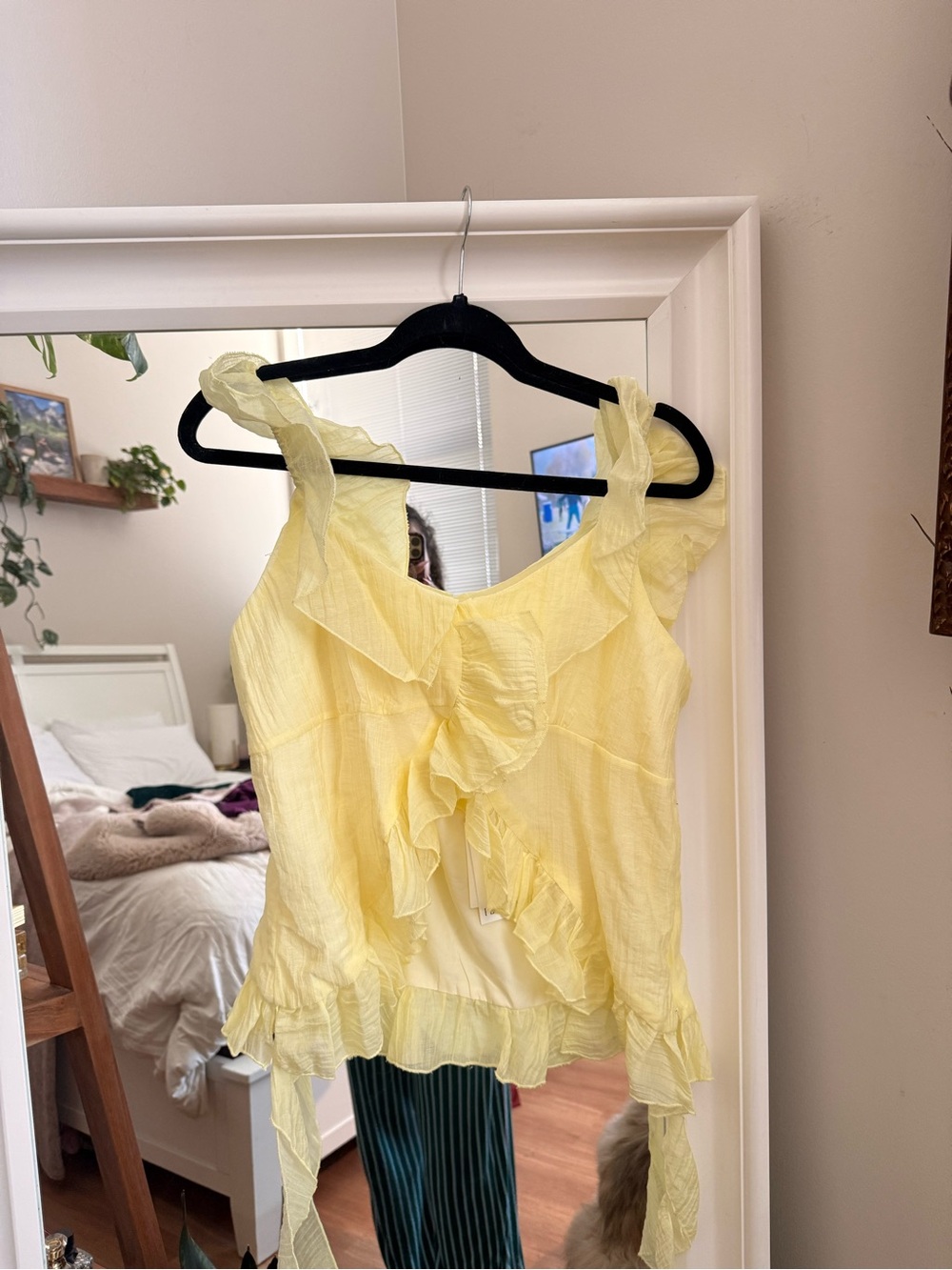 Peppermayo Yellow Off-Shoulder Ruffle Crop Top - Picture 2 of 5